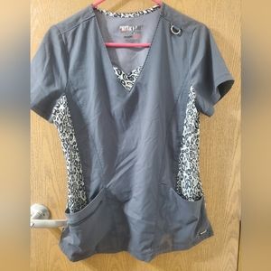 Grey's Anatomy scrubs, SIZE M, Grey/Blue leopard print, no joggers pants